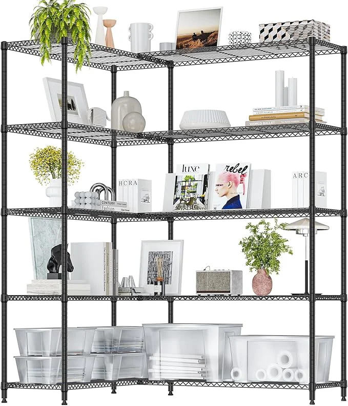Classic IZEUK Linked Storage Racks DIY Adjustable Heavy Duty Metal Shelving Unit for Corner I for Kitchen Garage Warehouse and Garden Black 15.7 D x 33.5 W x 70.5 H 1433 lbs Capacity About ThisOverview Original