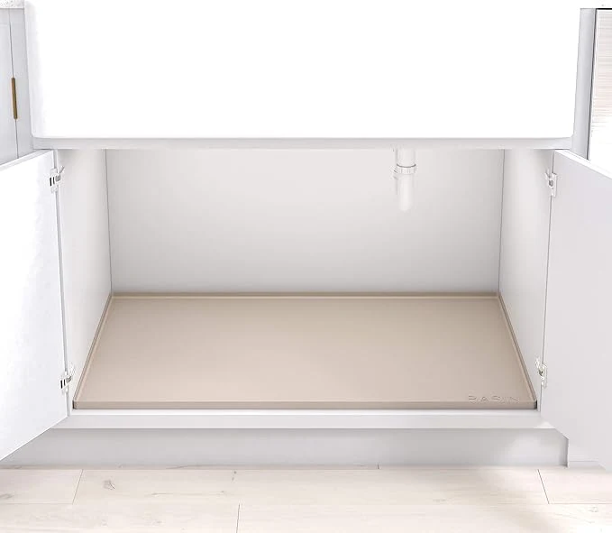 Clean BASIN - Heavy Duty Under Sink Mat - The Silicone Under Sink Mat - Under Sink Tray - Under Sink Cover Kitchen Cabinet Liner Taupe 31x22About ThisOverview Modern
