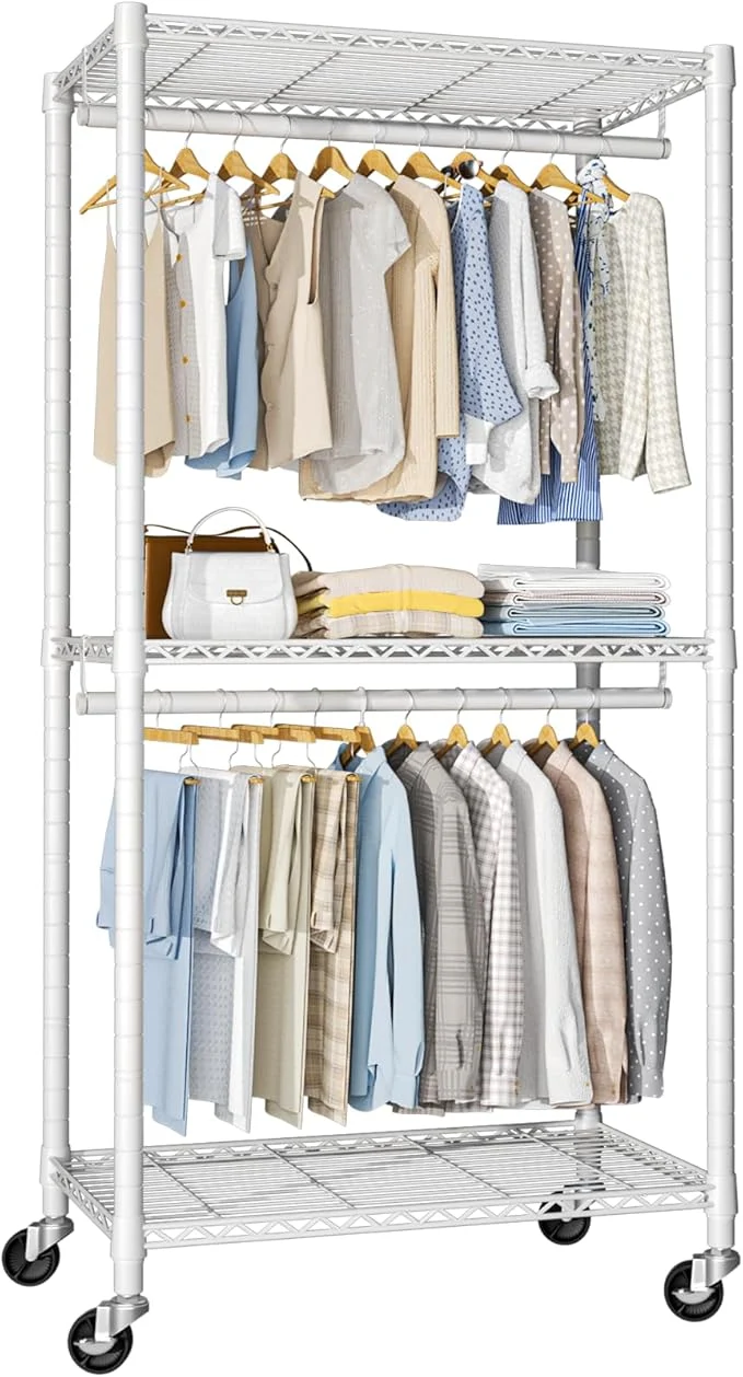 Excellent FUTASSI P1 Medium Heavy-Duty Portable Closet 30 W x 14 D x 76 H Metal Rolling Clothing Rack WhiteAbout ThisOverview Certified