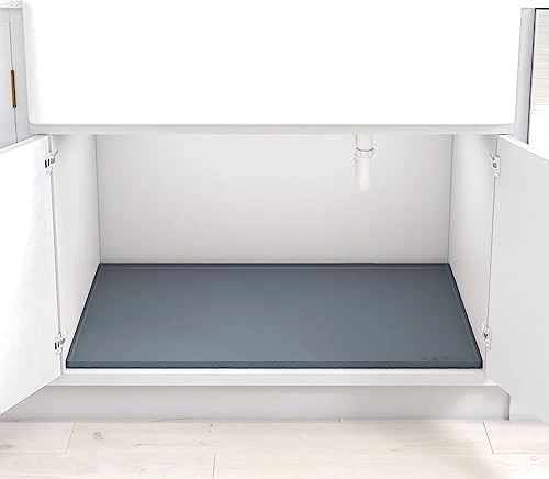 Secure BASIN - Heavy Duty Under Sink Mat - Silicone Under Sink Mats - Waterproof Under Sink Tray - Gray 31x22Overview Durable
