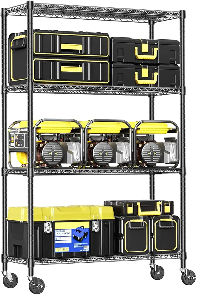 Carefully Designed IZEUK Heavy Duty Garage Shelving 4 Tier Wide Metal Storage Shelf Rack Adjustable Utility Organizer for Basement Warehouse Garage Black 23.6 D x 53.1 W x 73.6 HAbout ThisOverview Relaxed