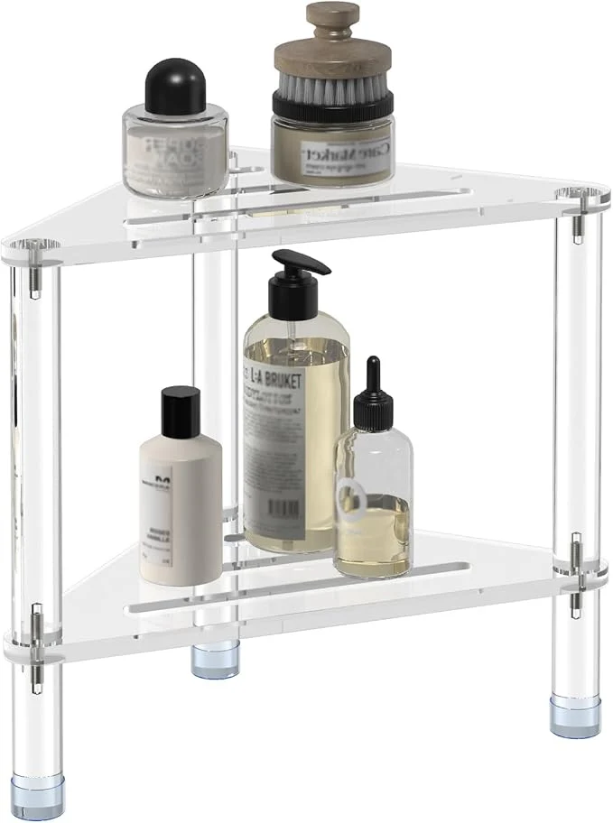 Consistent Acrylic Corner Shower Stool for Shaving Legs 11.42 D X 11.42 W X 14.37 H Triangle Shower Foot Rest with Storage Shelf Heavy Duty for Inside Shower About ThisOverview Contemporary