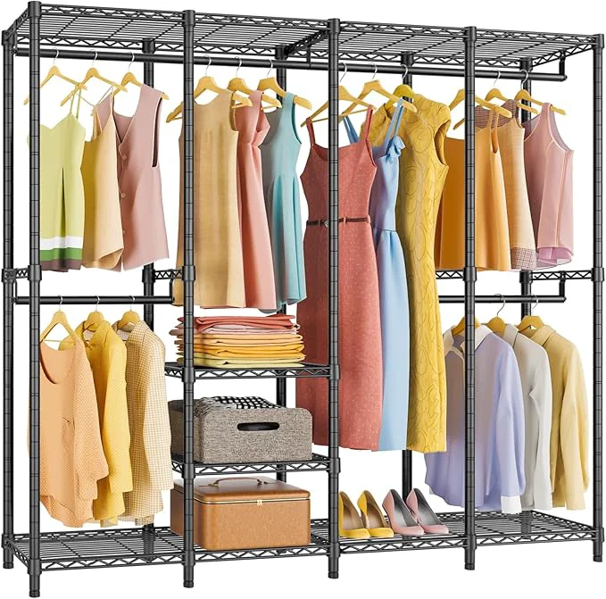 Soft VIPEK V40 Medium Garment Rack Heavy Duty Clothes Rack for Hanging Clothes Multi-Functional Bedroom Clothing Racks standing Closet Portable Closet Wardrobe Max Load 900lbs BlackAbout ThisOverview Secure