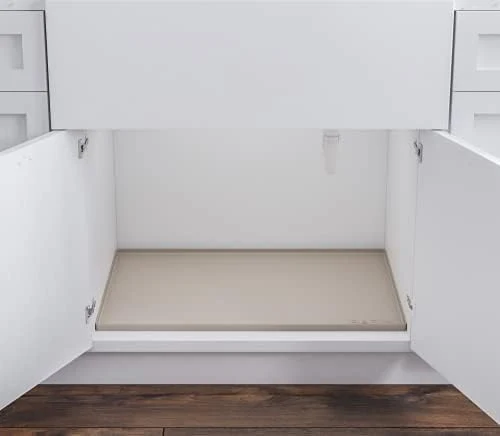 Enhanced BASIN - Heavy Duty Under Sink Mat - The Silicone Under Sink Mats for Kitchen Waterproof - Under Sink Tray for Kitchen Waterproof - Under Sink Cover Cabinet Liner Taupe 22x22About ThisOverview Expertly Made