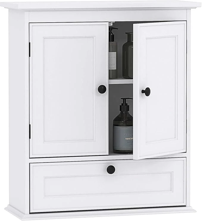 Environmentally Friendly Spirich Bathroom Cabinet Wall Mounted Small Bathroom Wall Cabinet Over Toilet Medicine Cabinet Organizer with Doors and Adjustable Shelf WhiteAbout ThisOverview Artisan