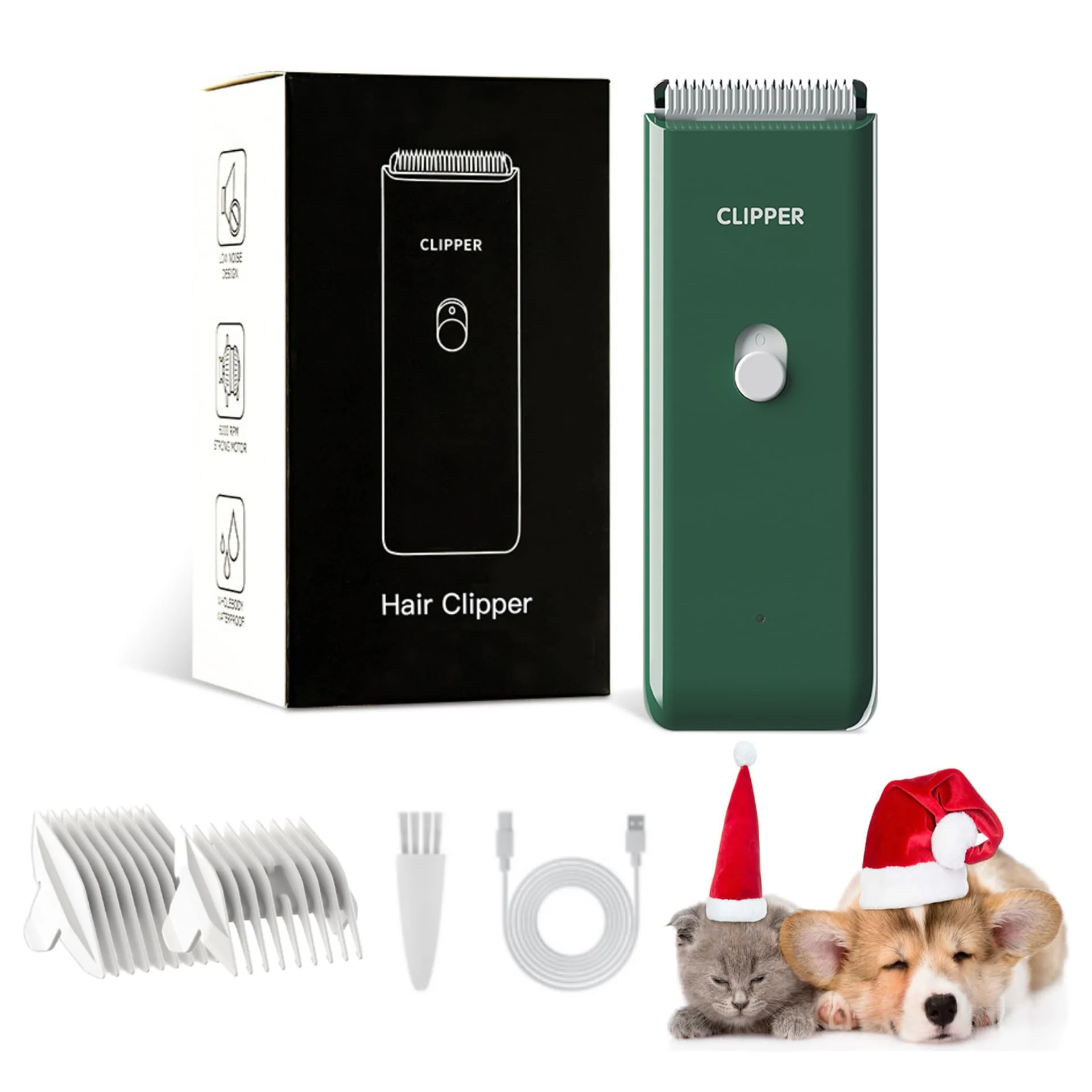 Specialty Founouly AP005 Waterproof Low-Noise Pet Hair Clippers – USB Rechargeable 12V Motor 3-6mm 9-12mm Attachments Convenient