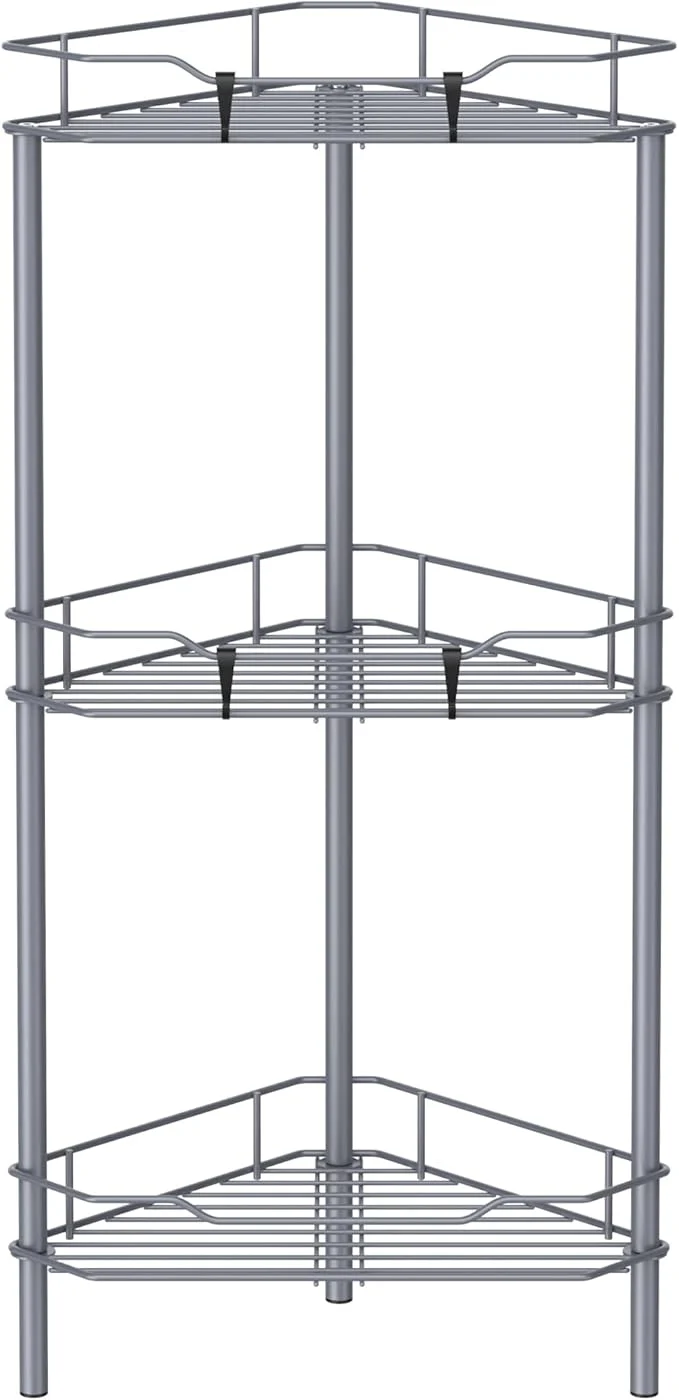 Exceptional 3 Tier Floor Standing Corner Shower Caddy Organizer Shelf with Hooks Bathroom Shelves Stand Rack Dark GrayAbout ThisOverview Luxury