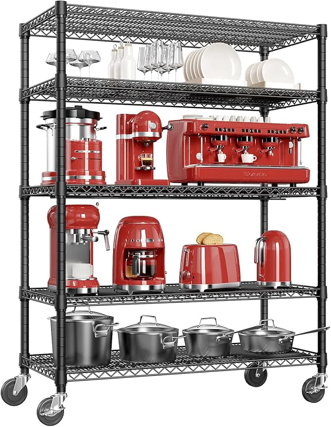 Stylish IZEUK Garage Shelving Wide Storage Shelves 5 Tier Metal Shelves 4000 LBS Heavy Duty Adjustable Utility Shelf Rack Black 23.6 D x 53.1 W x 73.6 HAbout ThisOverview Contemporary