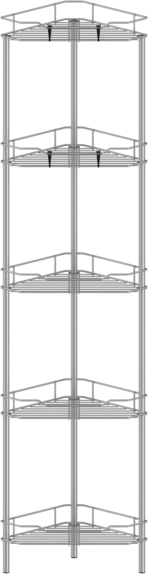 Comfortable 5 Tier Floor Standing Corner Shower Caddy Organizer Shelf with Hooks Bathroom Shelves Stand Rack GrayAbout ThisOverview Smooth
