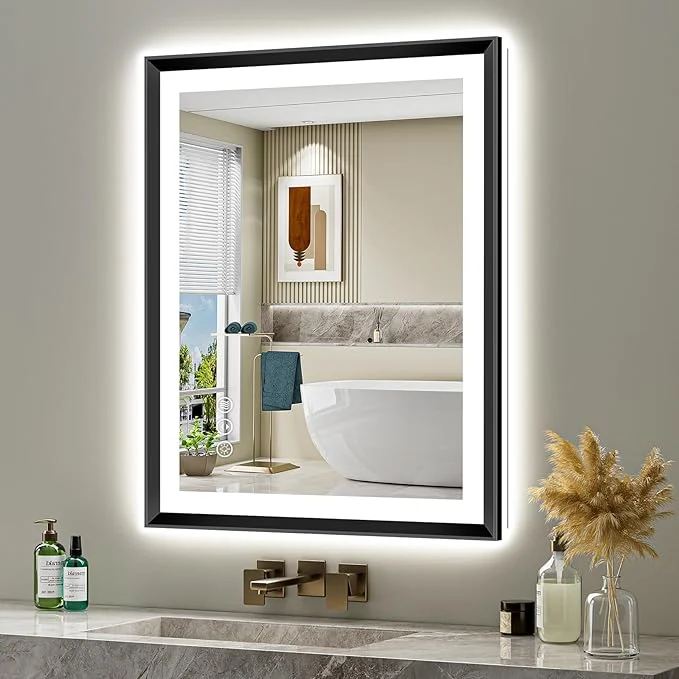 Fast 36x30 Black Framed LED Bathroom Mirror with Lights Backlit and Front Light Lighted Bathroom Vanity Mirror for Wall Dimmable Anti-Fog Memory Tempered Glass Horizontal VerticalAbout ThisOverview Trusted