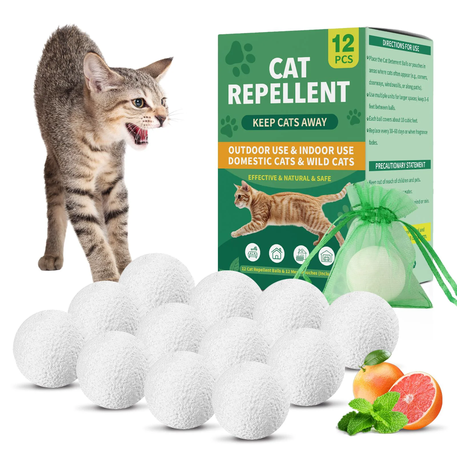 Original Patorop Cat Repellent Indoor Outdoor – Natural Essential Oil Balls 12 Packs Modern