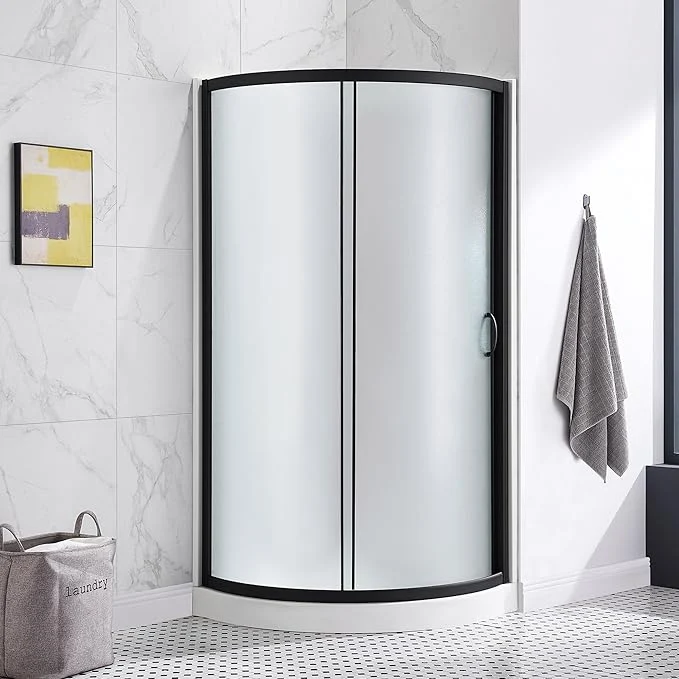 Organic OVE Decors Breeze 34 in. Corner Shower Frosted Sliding Door with Base in BlackAbout ThisOverview Expertly Made