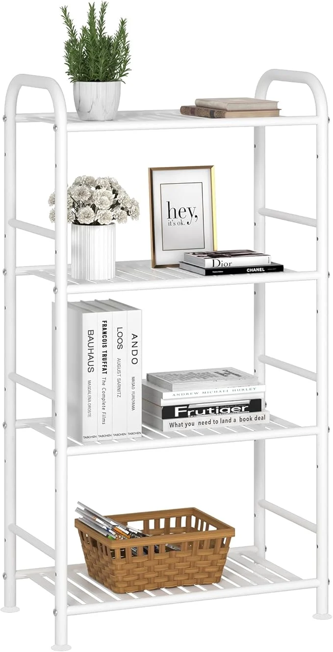Specialty JSB 4-Tier Adjustable Shelving Unit Heavy Duty Storage Rack Organizer Metal Corner Shelf for Kitchen Living Room Laundry Pantry Bathroom White 4 Tier …About ThisOverview Excellent