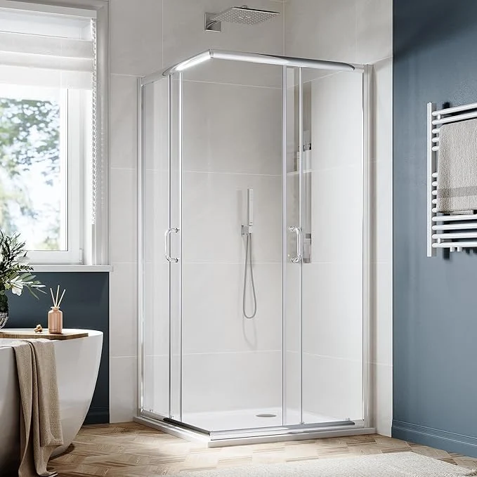 Crafted SUNNY SHOWER Corner Shower Enclosure 1 4 in. Clear Glass Semi-Frameless Sliding Shower Doors 34 in. X 34 in. X 72 in. Bath Door Chrome Finish Corner Shower Glass EnclosureAbout ThisOverview Clean