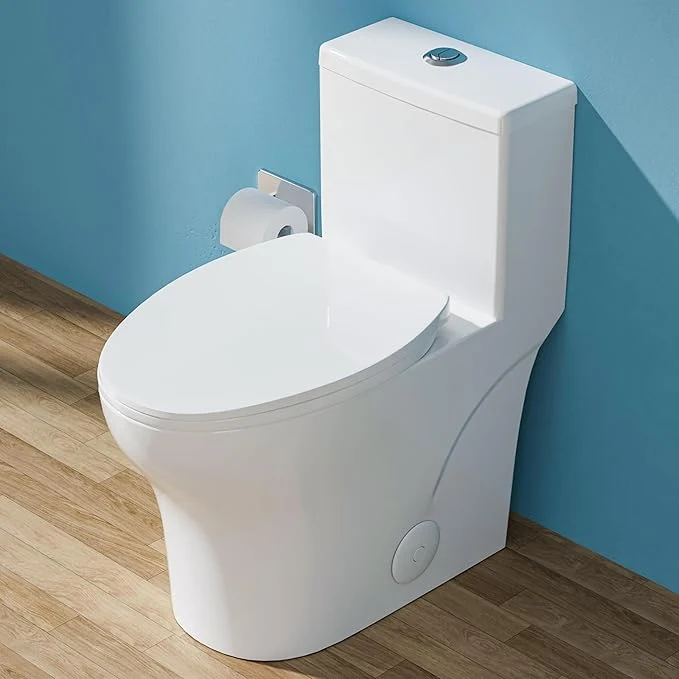 Detailed 17 Inch Elongated Modern Tall Toilet for Bathroom Tornado Flush One Piece ADA High Toilet Dual Botton 1.0 1.28 GPF Chair Height Comfort Bowl Heigh 16.5 Seat Height 17.5 WhiteAbout ThisOverview Casual