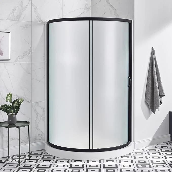 Outstanding OVE Decors Breeze 36 in. Corner Shower Frosted Sliding Door with Base in Black FinishAbout ThisOverview Genuine