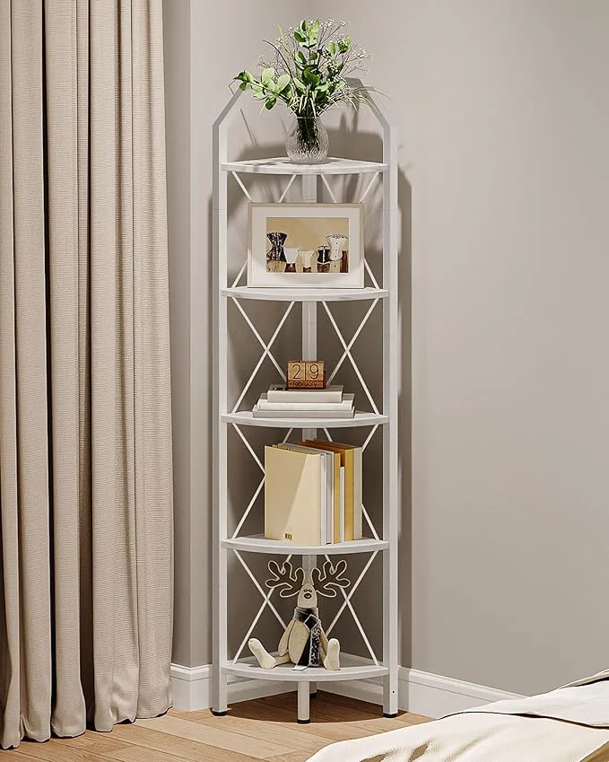 Trusted 5-Tier Corner Shelf Industrial Corner Bookshelf 59.4 Corner Storage Stand Plant Stand Display Shelf Corner Bookcase for Bedroom Living Room Home Office White TCJ10WBAbout ThisOverview Premium