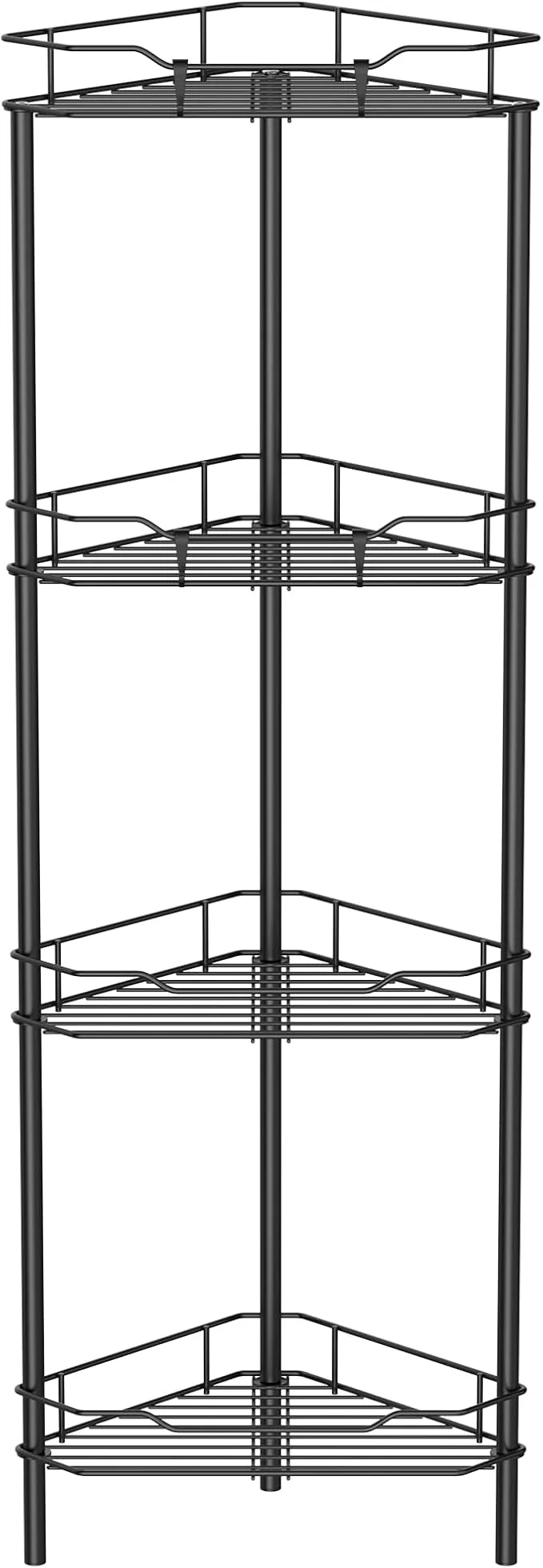 Professional 4 Tier Floor Standing Corner Shower Caddy Organizer Shelf with Hooks Bathroom Shelves Stand Rack BlackAbout ThisOverview Sustainable