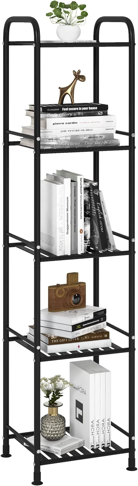 Exclusive JSB 5 Tier Narrow Bathroom Shelving Unit Kitchen Storage Rack Organizer Metal Corner Shelf for Living Room Laundry Pantry Matte Black 5 Tier About ThisOverview Modern
