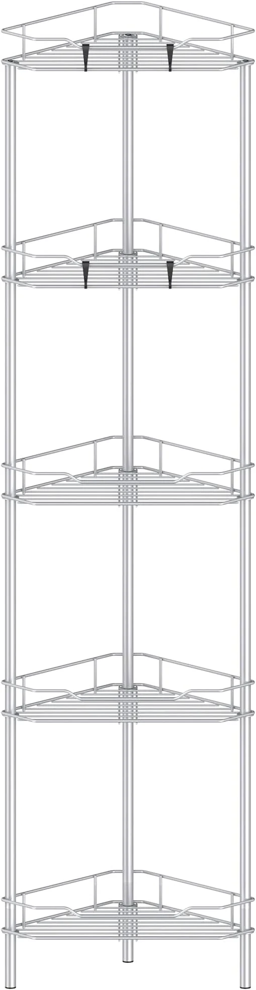 Original 5 Tier Floor Standing Corner Shower Caddy Organizer Shelf with Hooks Bathroom Shelves Stand Rack SilverAbout ThisOverview Crafted