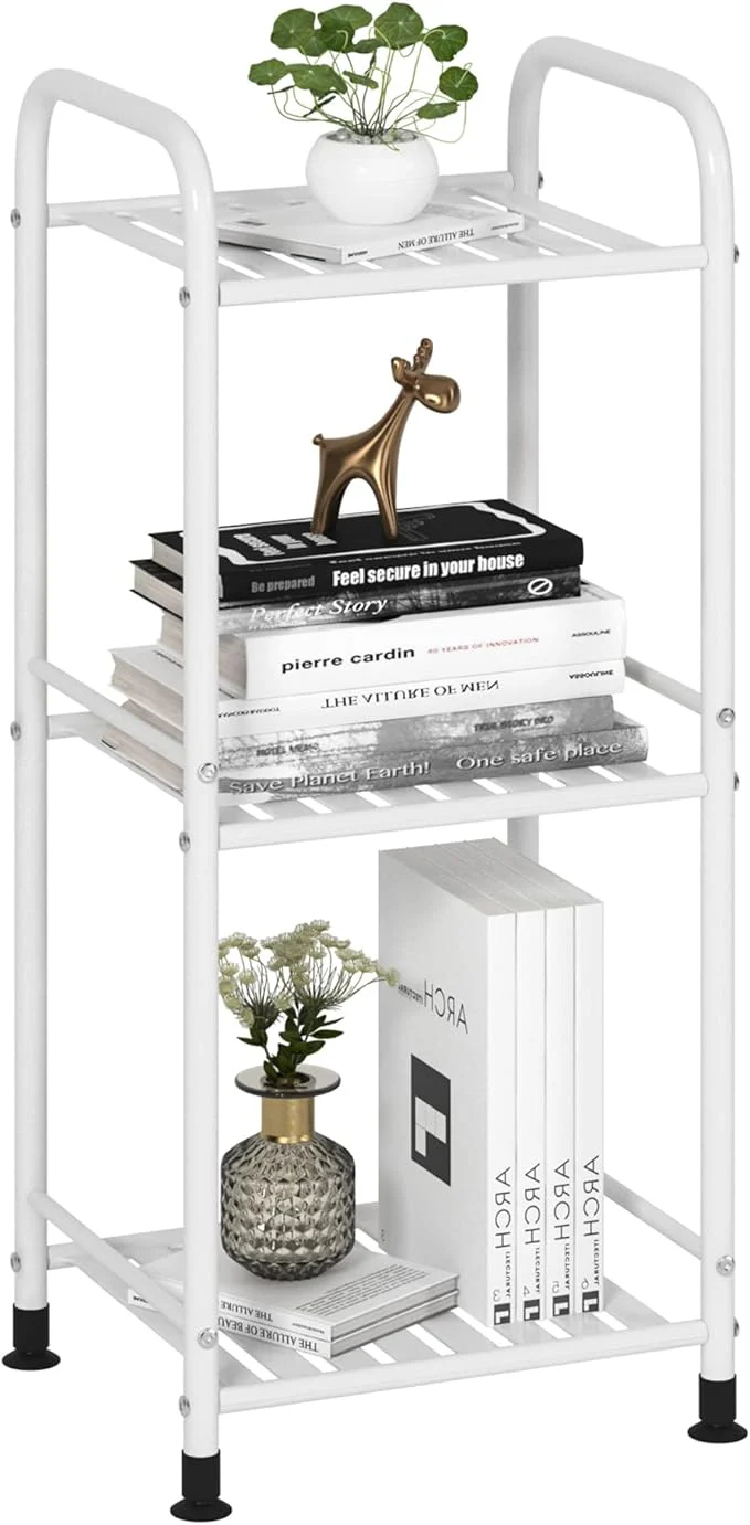 Solid JSB 3 Tier Narrow Bathroom Shelving Unit Kitchen Storage Rack Organizer Metal Corner Shelf for Living Room Laundry Pantry Matte White 3 Tier About ThisOverview Sophisticated