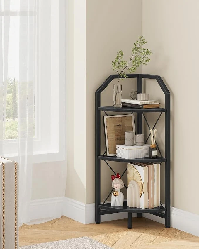 Enhanced 3-Tier Corner Shelf Industrial Corner Bookshelf 35.4 Storage Stand Plant Stand Display Shelf Bookcase for Bedroom Living Room Home Office Black TCJ03BB ﻿About ThisOverview World-Class