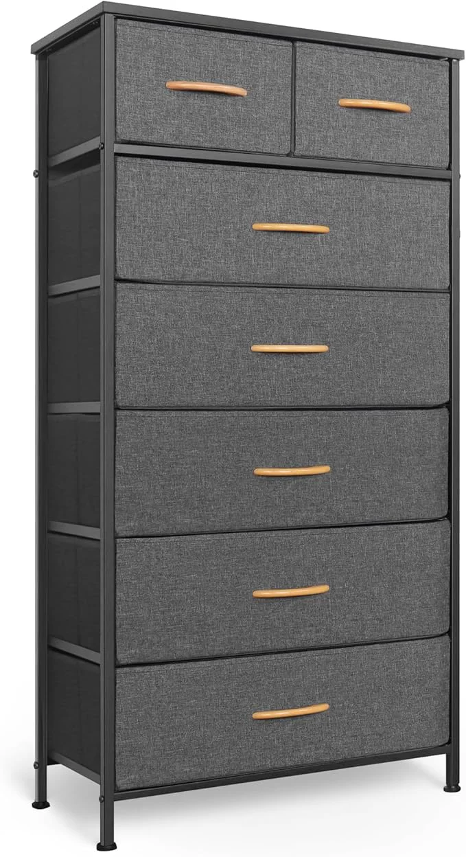 Carefully Designed Mifuro Tall Dresser for Bedroom Vertical Storage Organizer Tower with 7 Drawers Chest of Drawers with Fabric Bins Steel Frame Wood Top for Bedroom Closet Entryway- GreyAbout ThisOverview Official