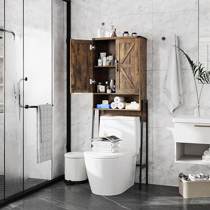 Responsible Vabches Over The Toilet Storage Cabinet with 2-Door Design Bathroom Organizers and Storage with Anti-Tip Device Over Toilet Organizer with Shelves for Bathroom Restroom Laundry BrownAbout ThisOverview Premium Material