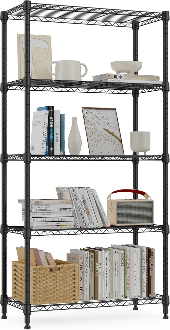 Pure 1250 lbs 5 Tier Shelf Metal Storage Shelves Wire Rack Closet Organizers for Garage Kitchen Bathroom Laundry Black 11.8 D x 29.5 W x 59.5 HAbout ThisOverview High-Performance