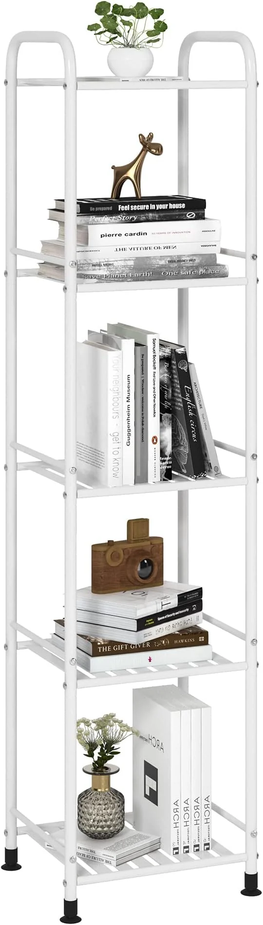 Clean JSB 5 Tier Narrow Bathroom Shelving Unit Kitchen Storage Rack Organizer Metal Corner Shelf for Living Room Laundry Pantry Matte White 5 Tier About ThisOverview Sustainable