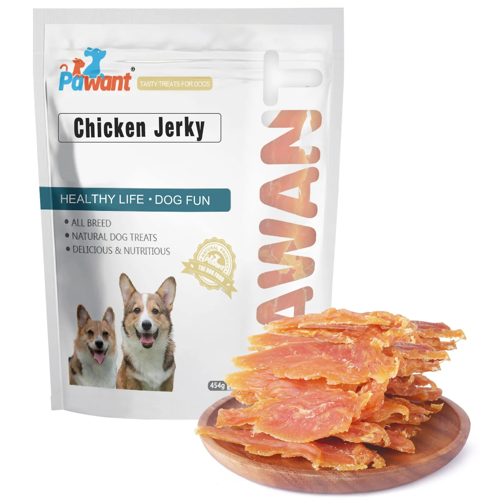 High-Performance Pawant Chicken Jerky for Dogs — Rawhide- Training Treats 1lb Safe