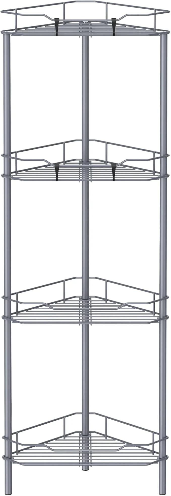 Detailed 4 Tier Floor Standing Corner Shower Caddy Organizer Shelf with Hooks Bathroom Shelves Stand Rack Dark GrayAbout ThisOverview Professional