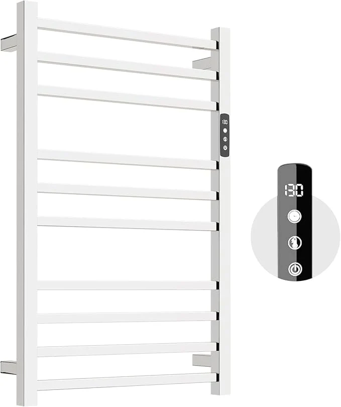 Selected Towel Warmer 10-Bar 304 Compact Stainless Steel Towel Warmer Rack for Bathroom with Intelligent Touch-Screen TimerAbout This Carefully Designed