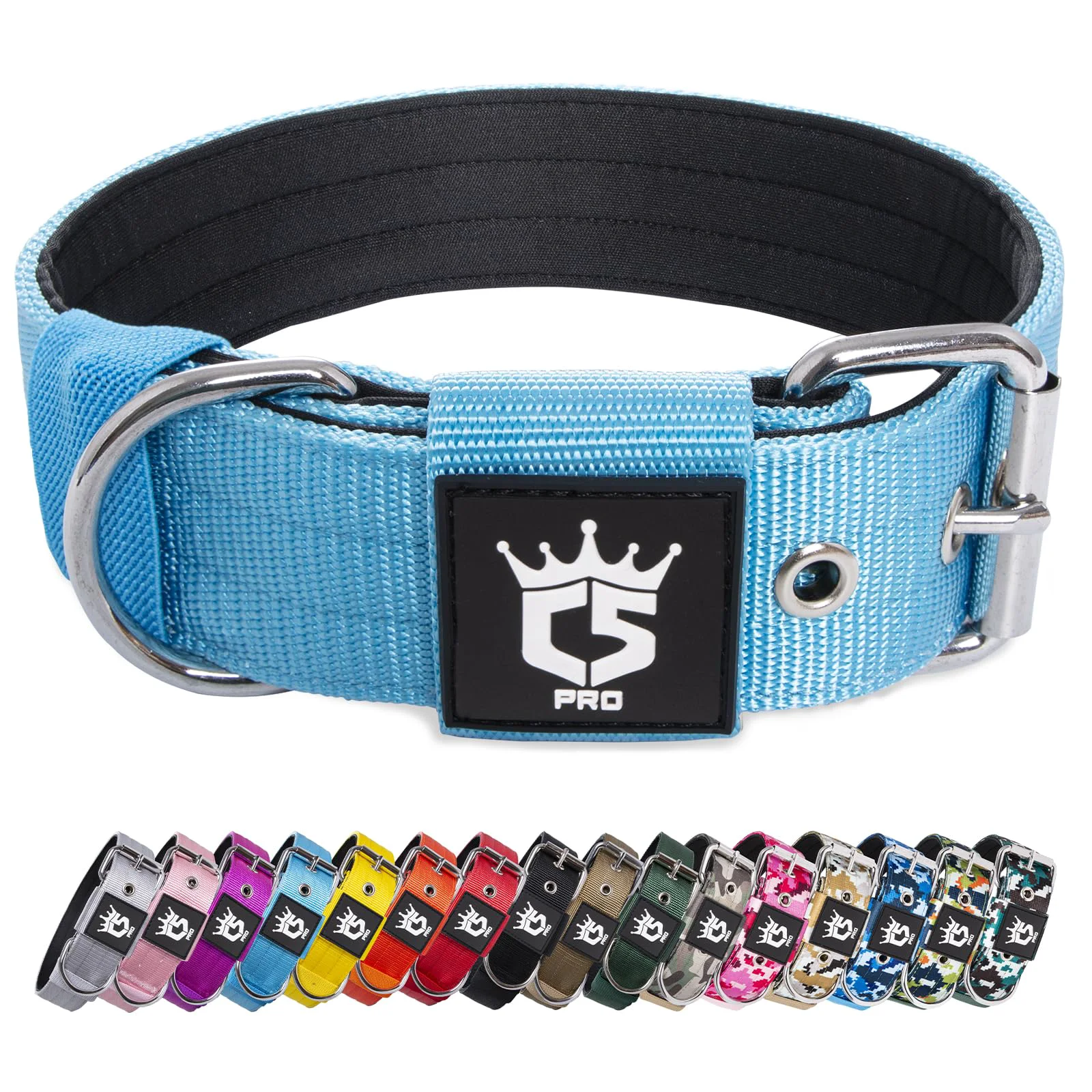 Trusted TSPRO Tactical Dog Collar 1.5-Inch Wide – Heavy-Duty Adjustable for Medium–Large Dogs Blue M Professional