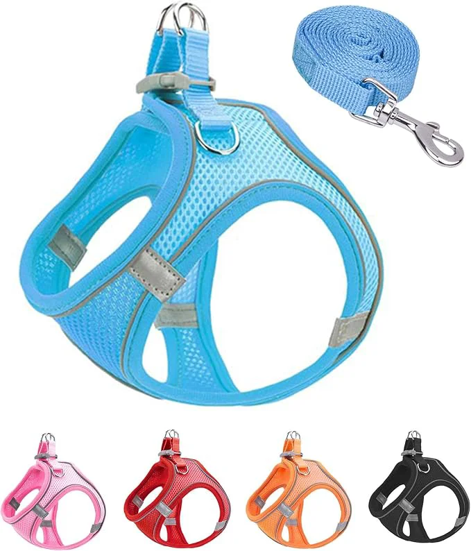 Authentic M Blue Soft Mesh Dog Harness and Leash Set No Escape Puppy Harnesses Outstanding