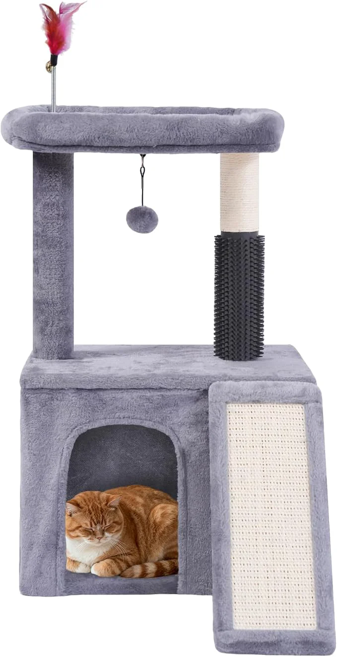 High-Grade Cat Tree with Self-Grooming Brush and Interactive Toys Cat Tree Tower Consistent