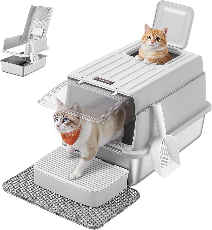 World-Class Feandrea Stainless Steel Cat Litter Box High-End