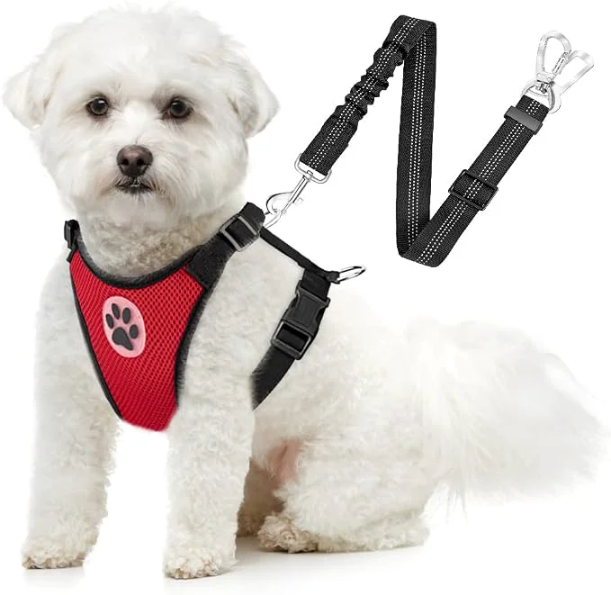 Effective SlowTon Dog Seat Belt Harness for Car Dog Car Harness Adjustable Mesh Premium