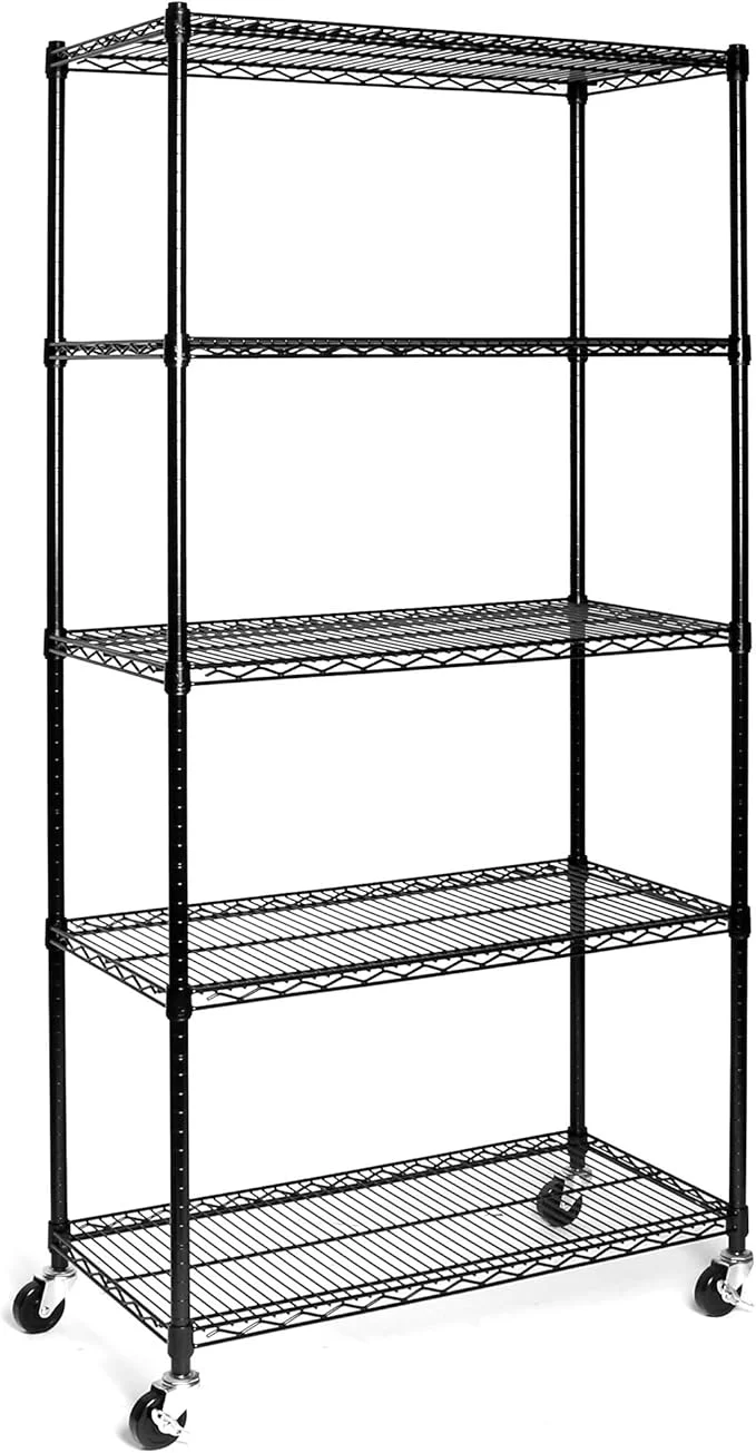 Prestigious Seville Classics UltraDurable Heavy Duty NSF Solid Steel Wire Rack Storage Unit Organizer for Garage Warehouse Office Restaurant Classroom Kitchen Black 5-Tier Shelving 36 W x 18 DAbout ThisOverview Casual