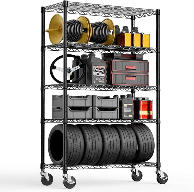 Elite 5-Shelf Storage Shelves Wire Shelving Heavy Duty Metal Storage Shelving Unit Adjustable Garage Shelving Rack Pantry Kitchen Black 5 Tier 17.7 D x 47.2 W x 76.7 H About ThisOverview Contemporary