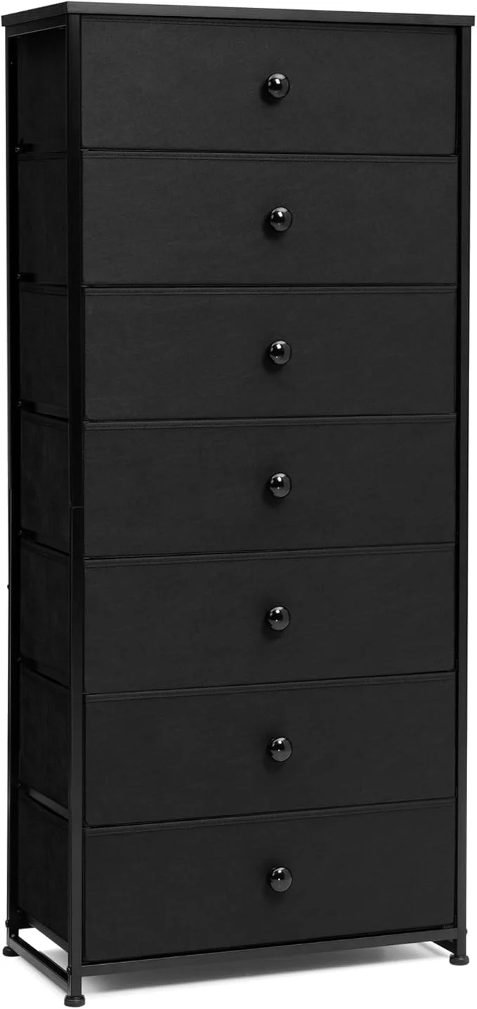 Dependable Crestlive Products Tall Dresser 7-Drawer Wide Fabirc Storage Tower Chests of Drawers - Vertical Organizer Unit for Bedroom Hallway Entryway Nursery Wood Top Closets with Handles Black About ThisOverview Minimalist