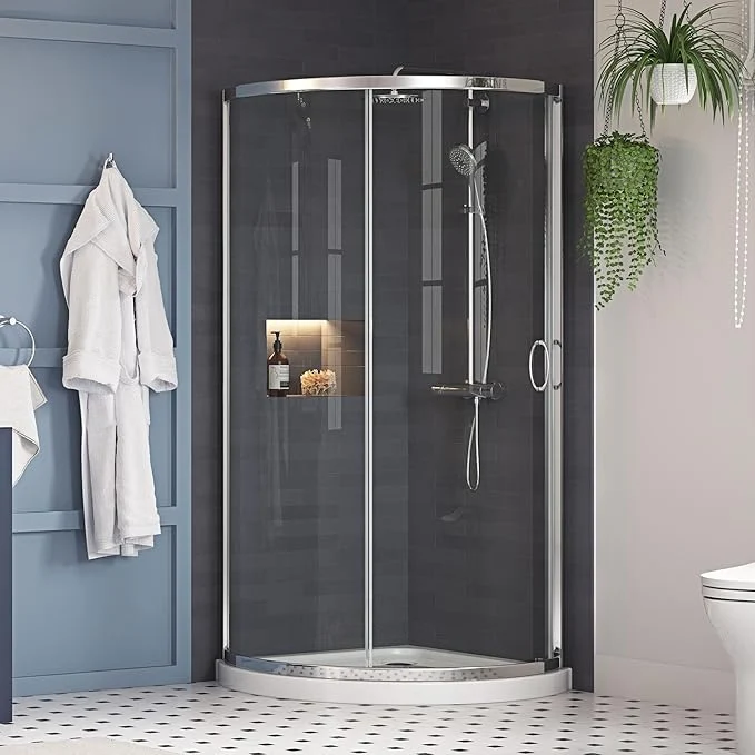Reusable OVE Decors Breeze 38 in. Corner Shower With Included Base Clear Glass and Chrome FinishAbout ThisOverview Organic