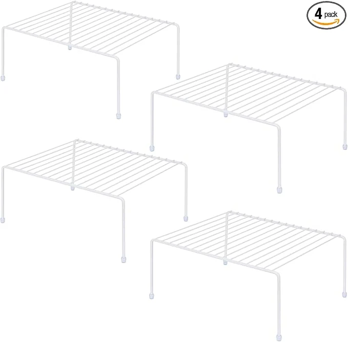 Elite Medium 13.1 x 10.2 Inch Cabinet Storage Shelf Rack Shelves，Kitchen Counter and Cabinet Shelf Storage Rack Organizer for Kitchen Fridge Cabinet Bathroom Cupboard Pantry 4 White About ThisOverview Flexible