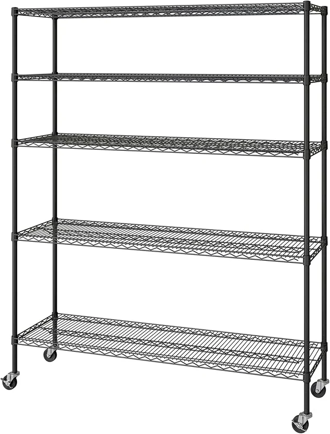 Trusted Seville Classics UltraDurable Heavy Duty NSF Solid Steel Wire Rack Storage Unit Organizer for Garage Warehouse Office Restaurant Classroom Kitchen Black 5-Tier Shelving 60 W x 18 DAbout ThisOverview Superior