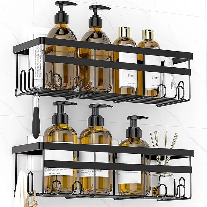Fast WOWBOX Shower Caddies 2 Pack - Adhesive Hanging Shower Shelf - Bathroom Kitchen Organizers and Storage No Drilling Stainless Shower Shelves for Home Decor Storage Large BlackAbout ThisOverview Elite