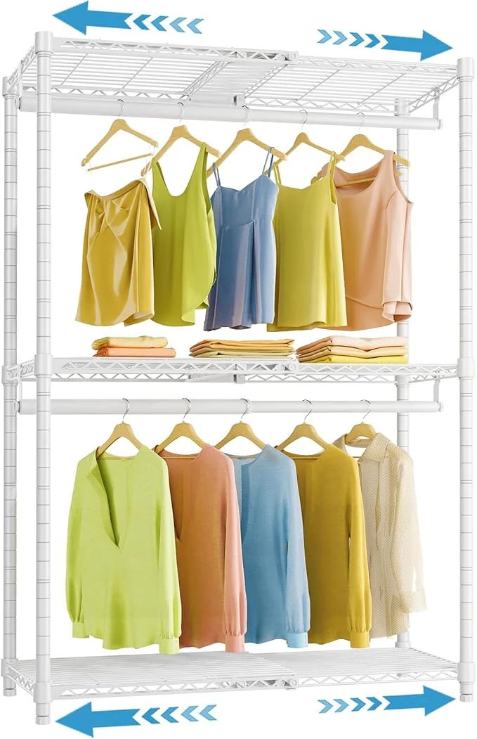Smooth VIPEK X1 Expandable Clothes Rack Heavy Duty Adjustable from 2' to 3'5 with Flexible Shelves and Hanger Rods Metal Garment Racks Portable Closet Rack Clothing Racks for Hanging Clothes WhiteAbout ThisOverview Refined