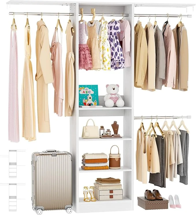 Professional 48 Closet Organizer System 4FT Closet System for Small Closets with 4 Hanging Rods 3 Shelves 80 H Small Closet Organizers and Storage for Bedrooms Cloakrooms WhiteAbout ThisOverview Specialty