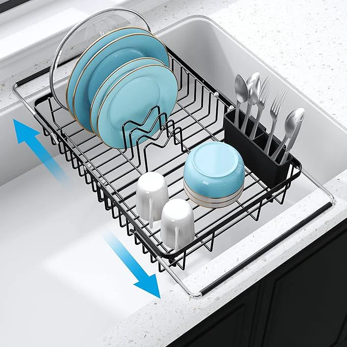 Natural JASIWAY in Sink Dish Drying Rack Expandable Stainless Steel Dish Drainers for Kitchen Sink Over Sink Dish Drying Rack with Utensil Holder 13.1'' 16.6''D x 11.8''W BlackAbout ThisOverview Optimized