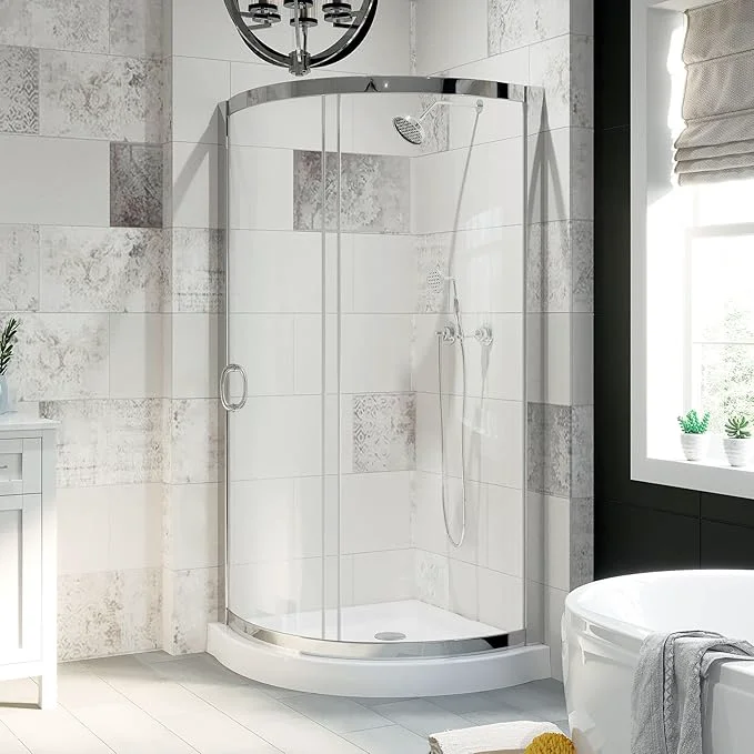 High-Grade OVE Decors Breeze 34 in. Corner Shower Clear Sliding Door with Base in Chrome FinishAbout ThisOverview Durable