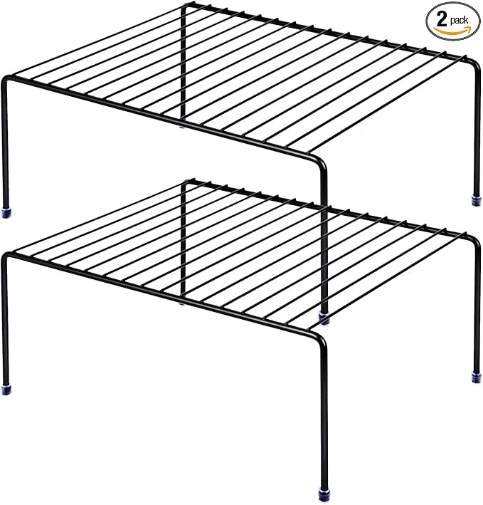 Fine MEDIUM 13.1 x 10.2 INCH CABINET STORAGE SHELF RACK Cabinet and Fridge Shelf Storage Rack Organizer for Cabinet Bathroom Cupboard and Pantry 2 Black About ThisOverview Premium Material